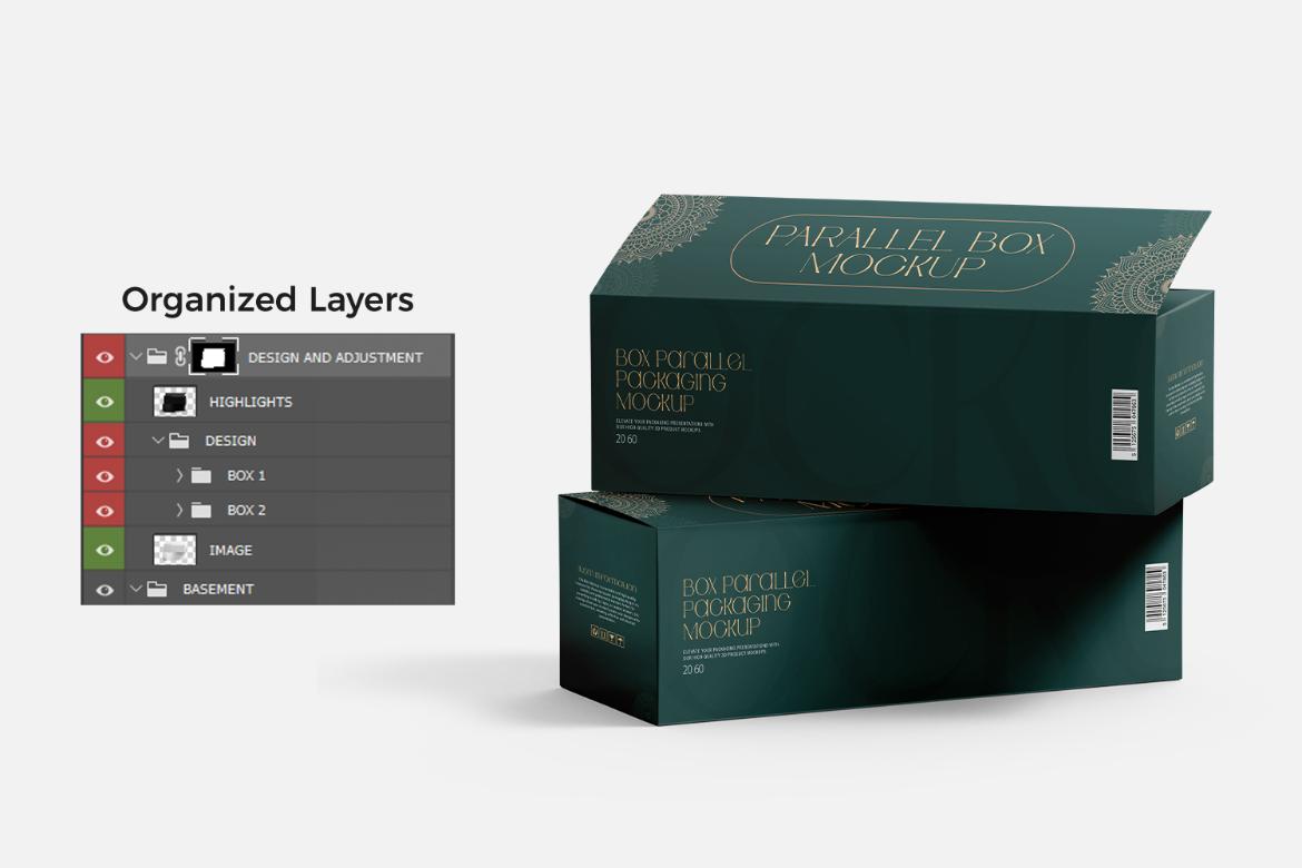Wide Rectangle Package Box Mockup