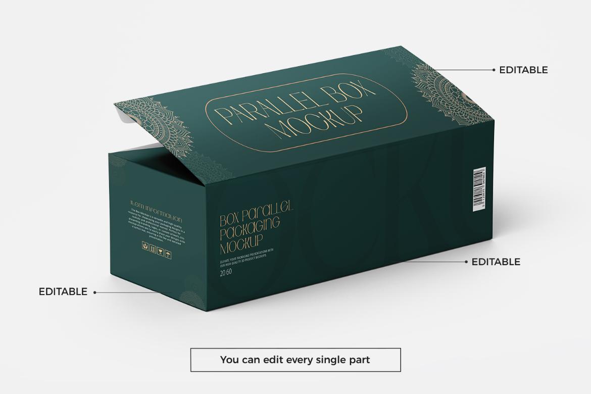 Wide Rectangle Package Box Mockup
