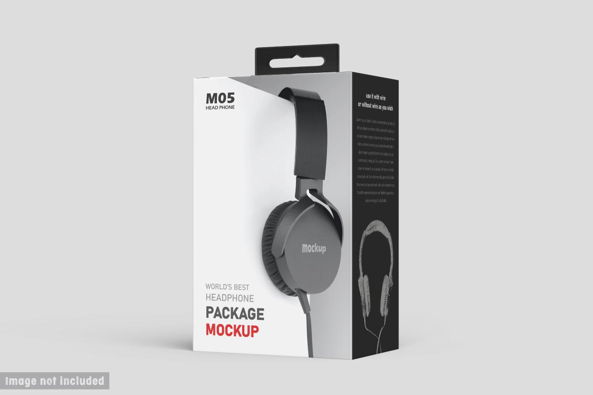 Vertical Headphone Package Box Mockup