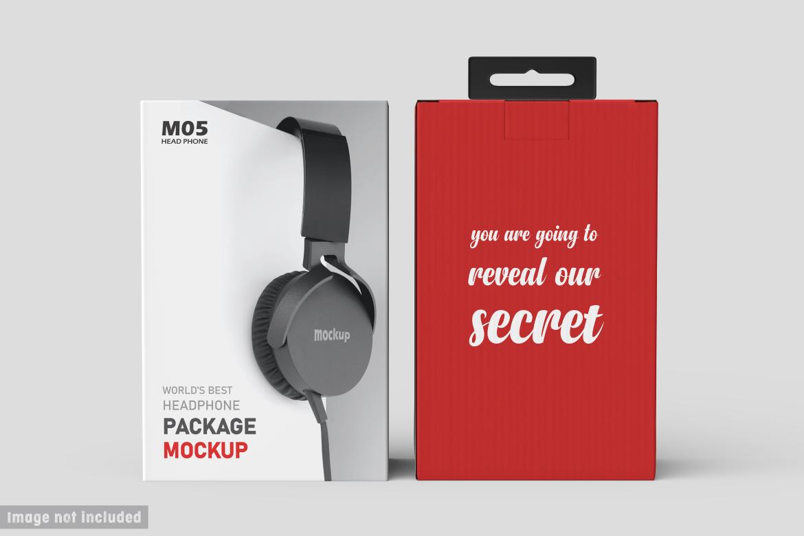 Vertical Headphone Package Box Mockup