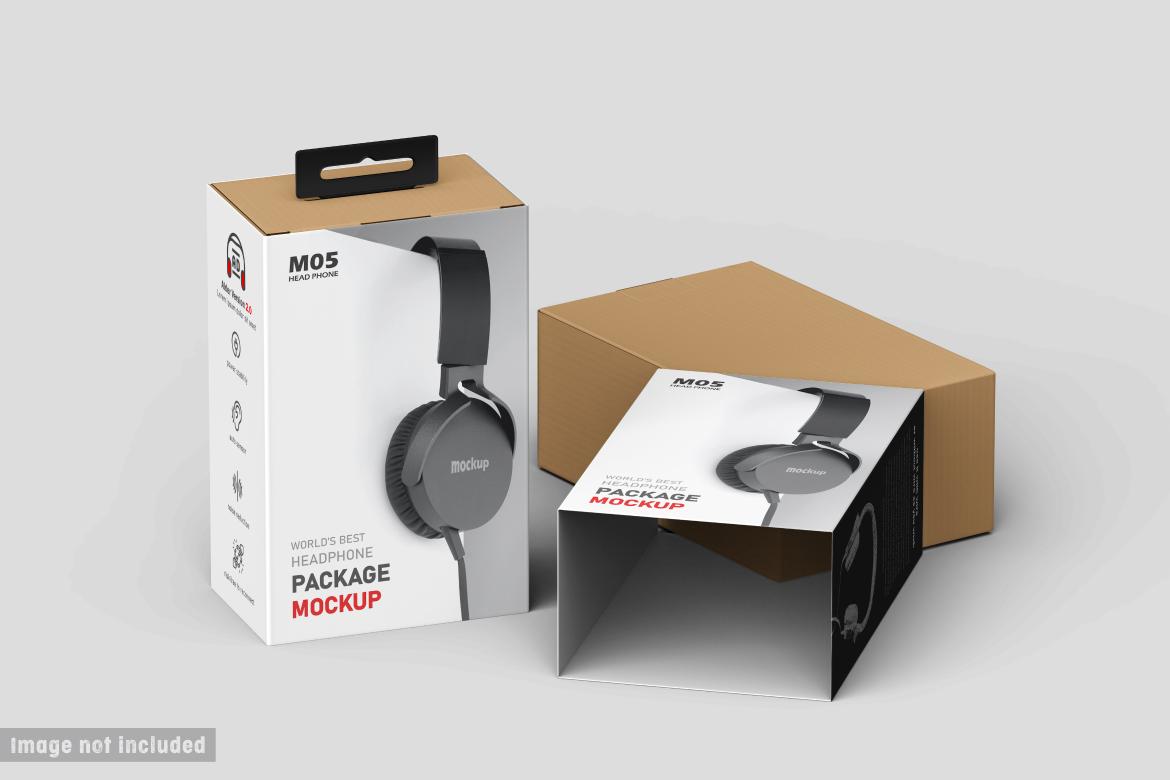 Vertical Headphone Package Box Mockup