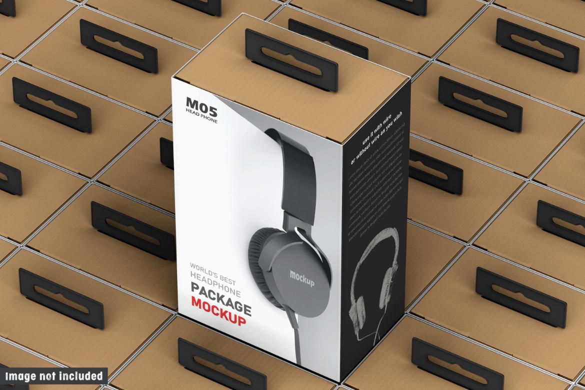 Vertical Headphone Package Box Mockup