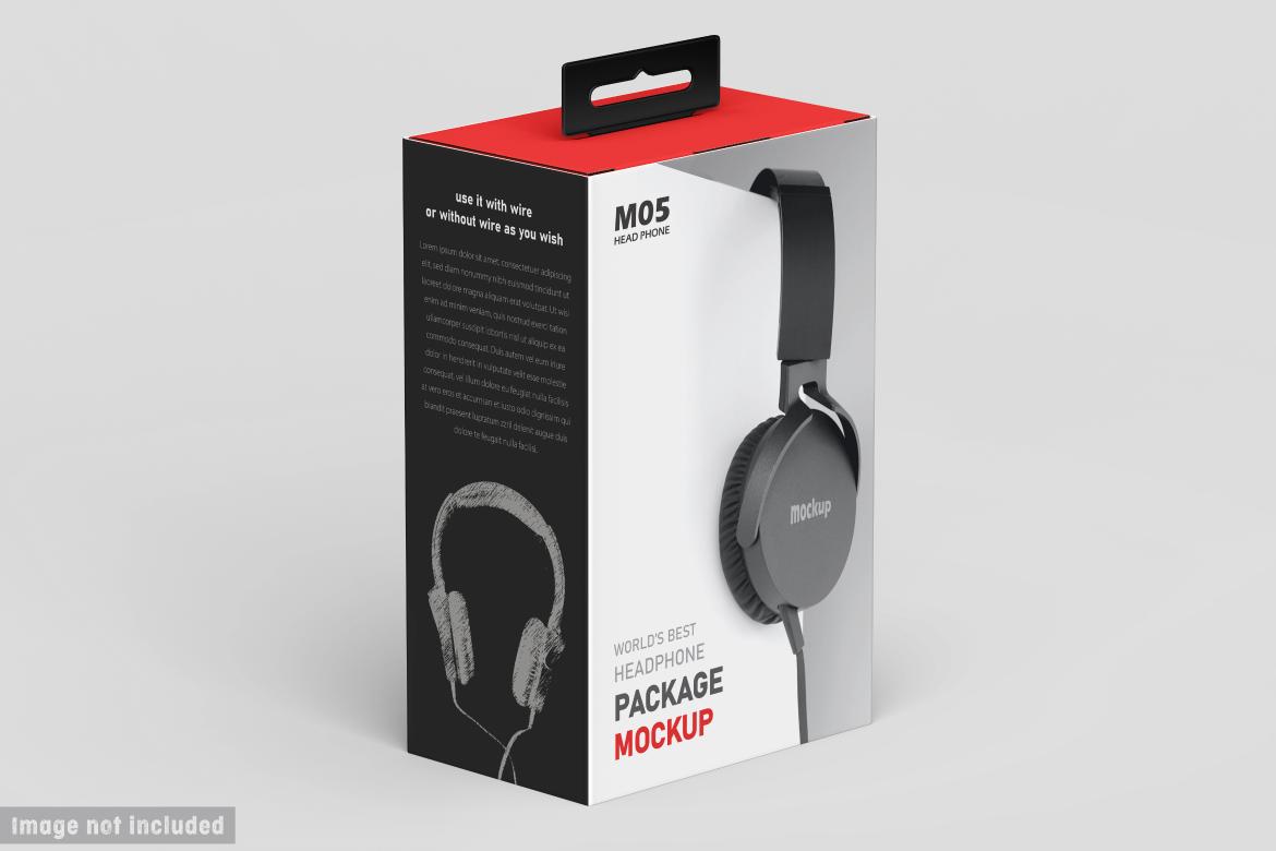 Vertical Headphone Package Box Mockup