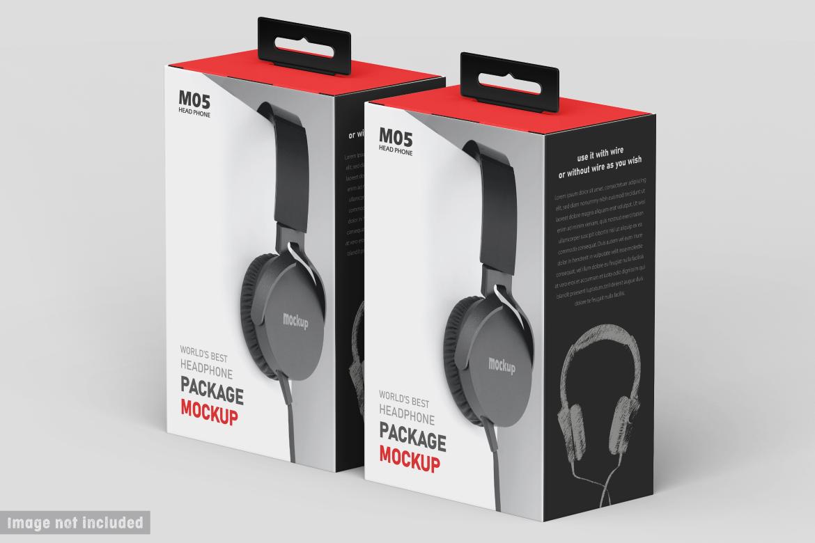 Vertical Headphone Package Box Mockup