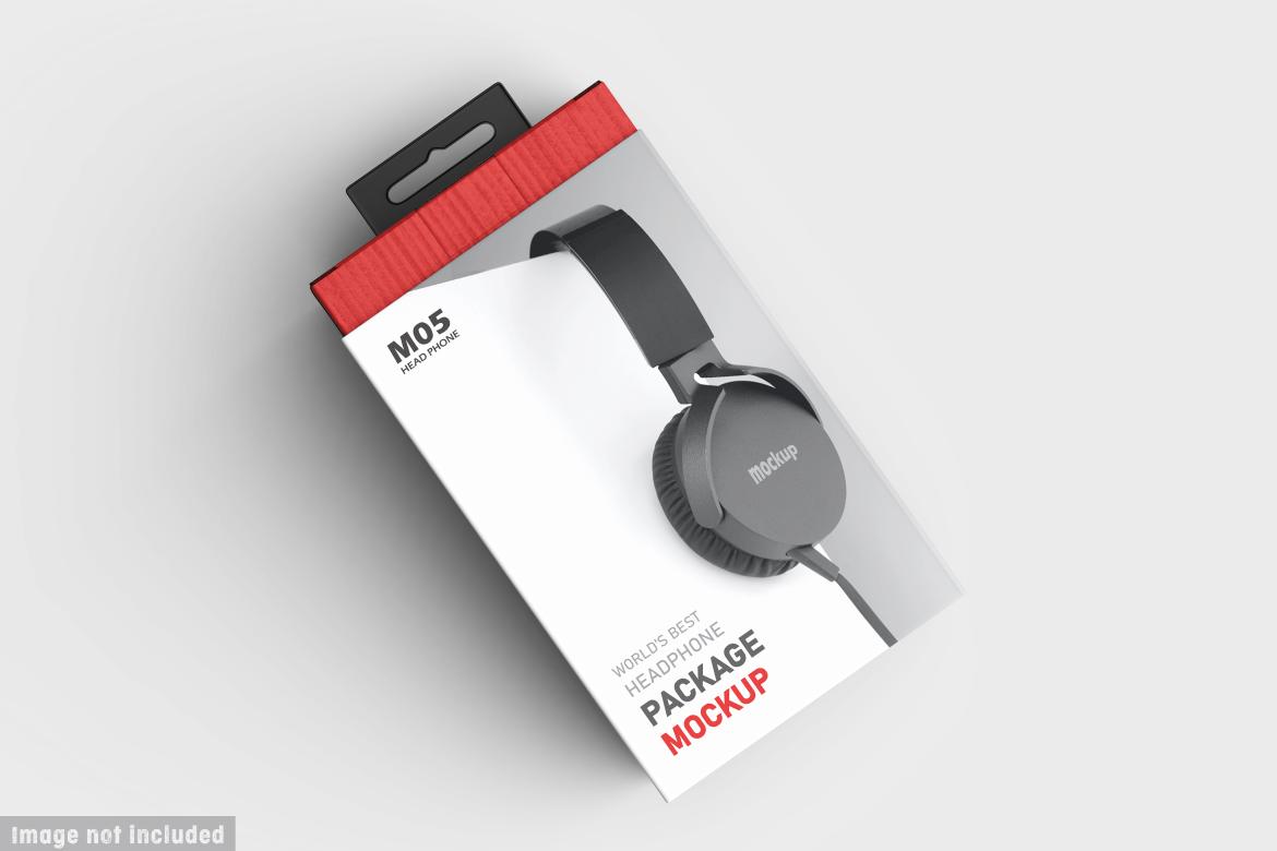 Vertical Headphone Package Box Mockup