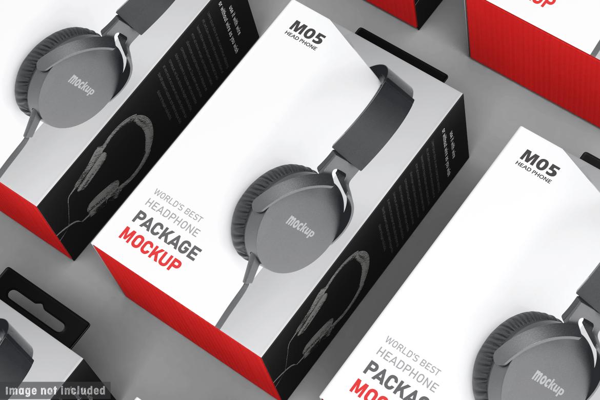 Vertical Headphone Package Box Mockup