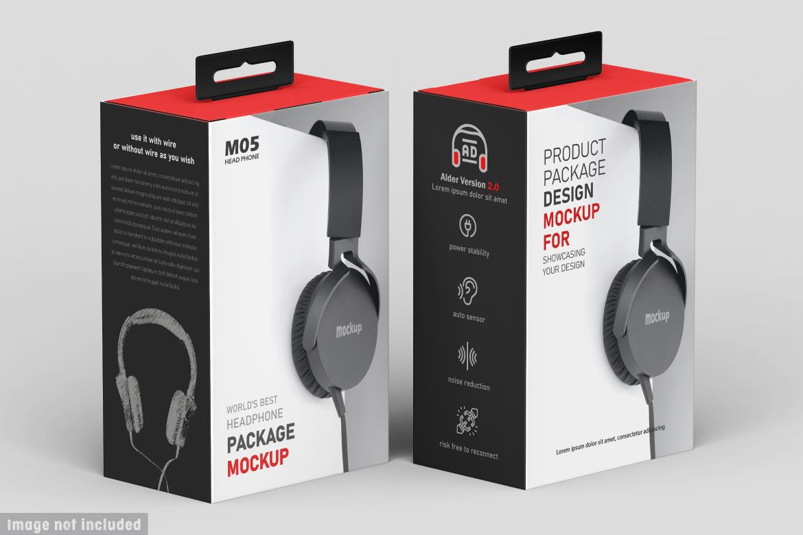 Vertical Headphone Package Box Mockup