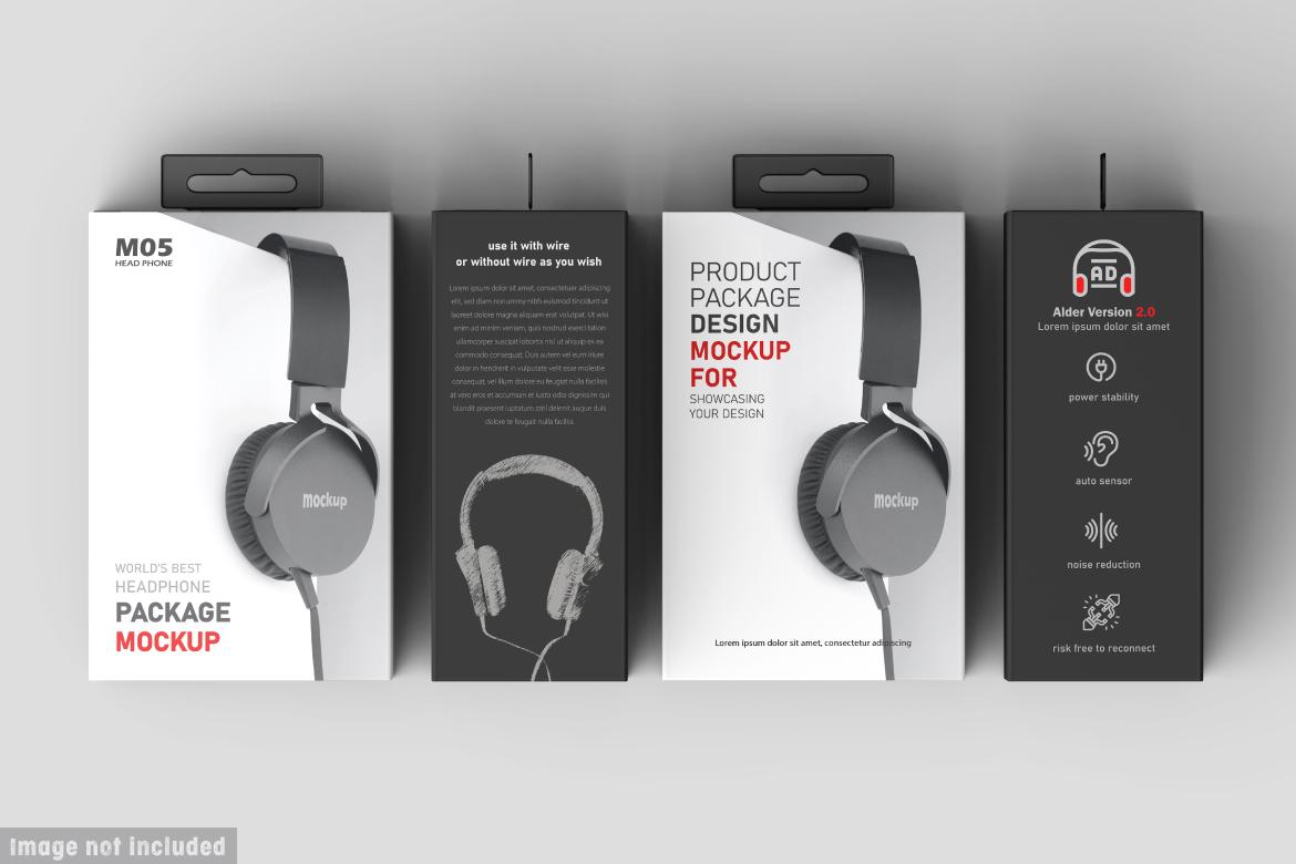 Vertical Headphone Package Box Mockup