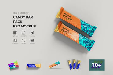 Aluminum Candy Bar Package Mockup