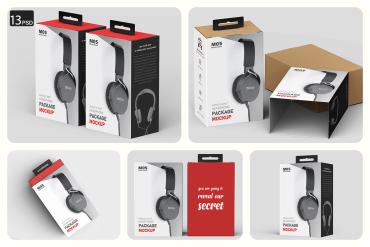 Vertical Headphone Package Box Mockup