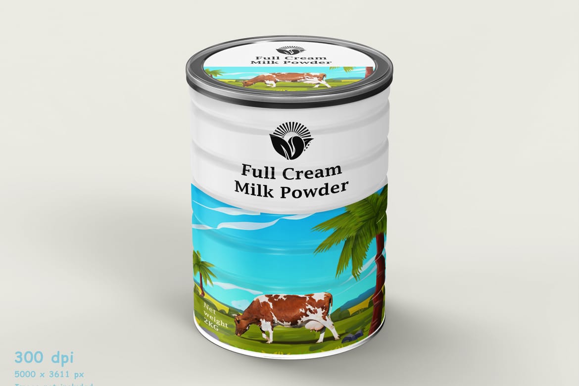 Milk Powder Container Tin Can Psd Mockup