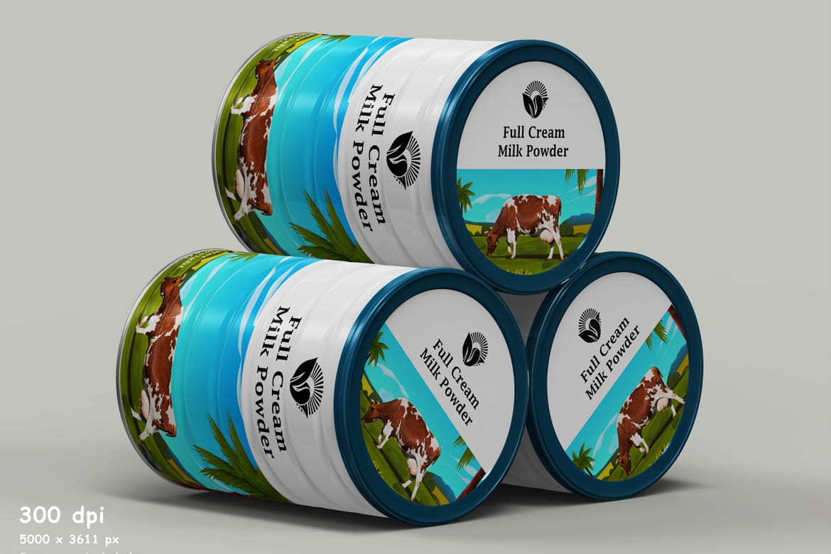 Milk Powder Container Tin Can Psd Mockup