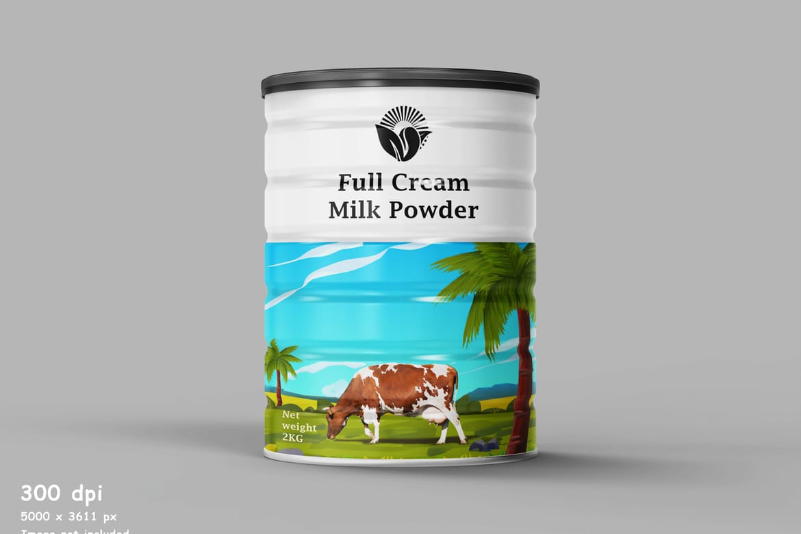 Milk Powder Container Tin Can Psd Mockup