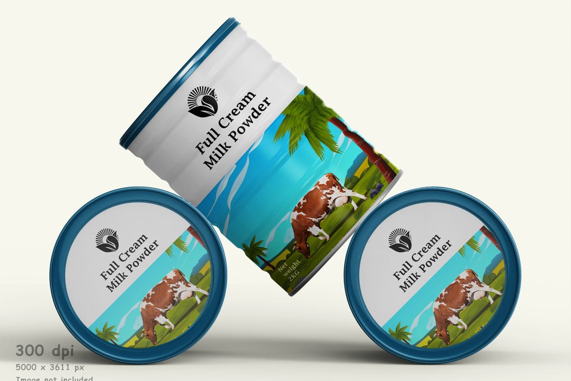 Milk Powder Container Tin Can Psd Mockup