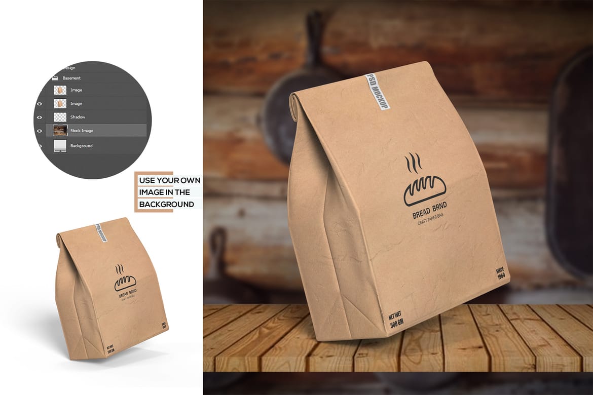 Kraft Paper Bag Mockup for Bread