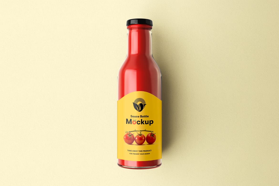 Glass Sauce Bottle PSD Mockup