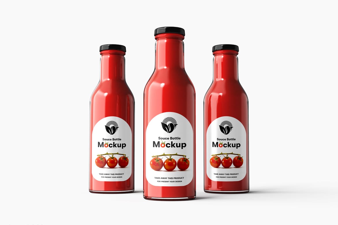 Glass Sauce Bottle PSD Mockup