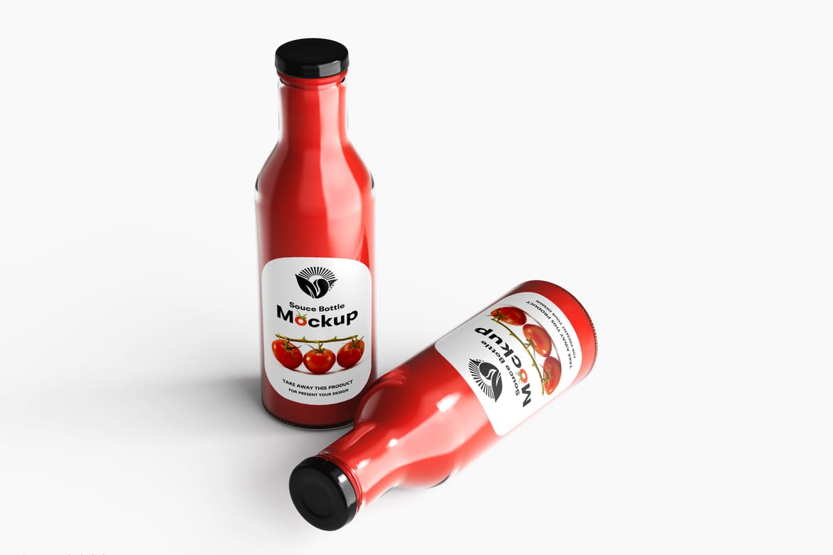 Glass Sauce Bottle PSD Mockup