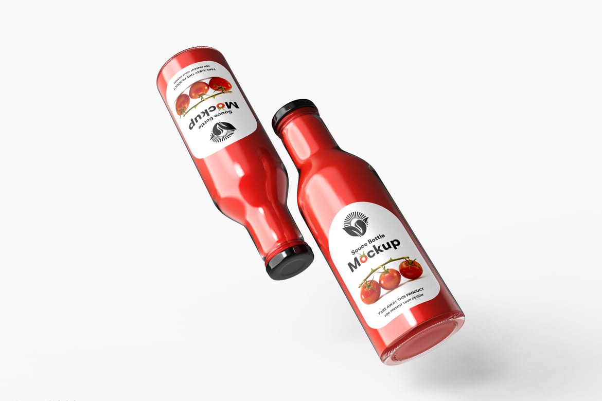 Glass Sauce Bottle PSD Mockup