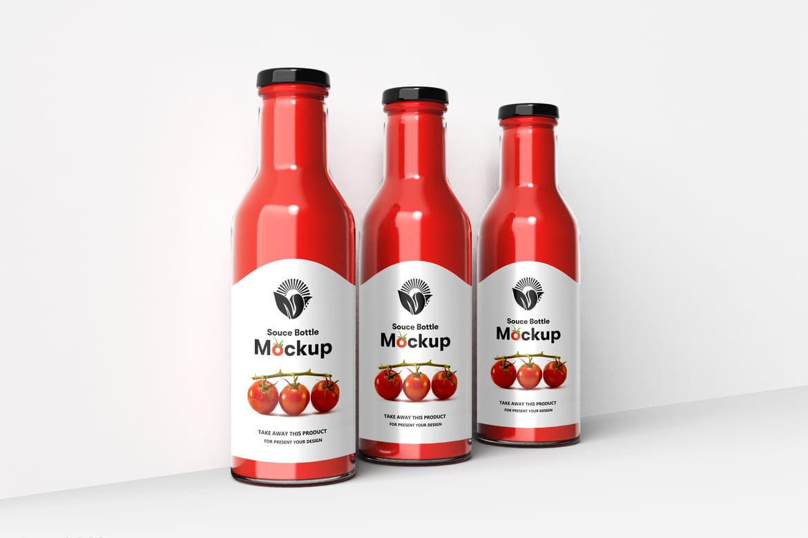 Glass Sauce Bottle PSD Mockup