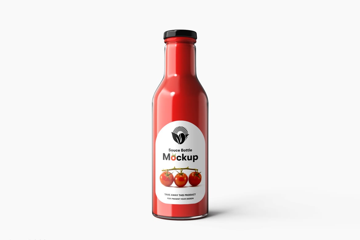 Glass Sauce Bottle PSD Mockup