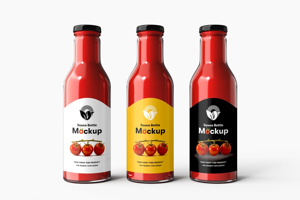 Glass Sauce Bottle PSD Mockup