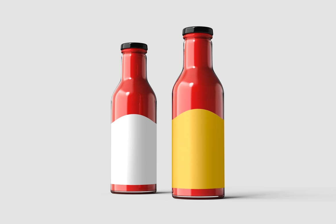 Glass Sauce Bottle PSD Mockup