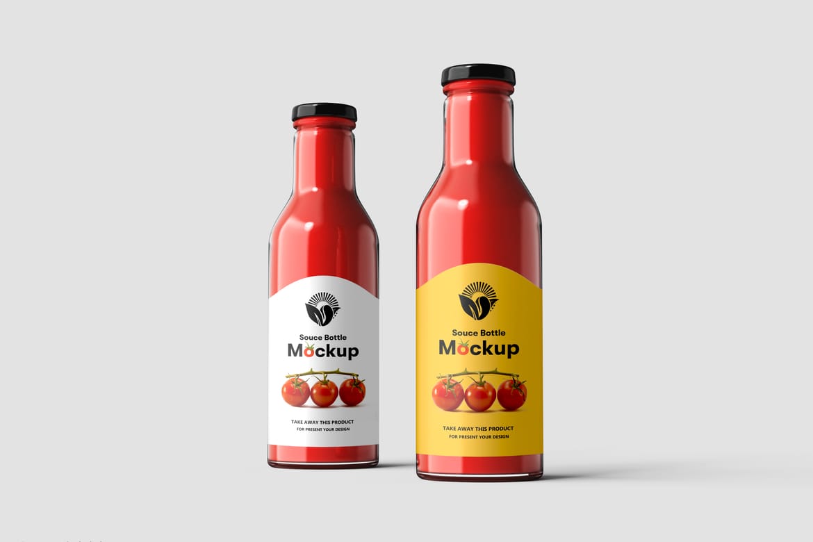 Glass Sauce Bottle PSD Mockup