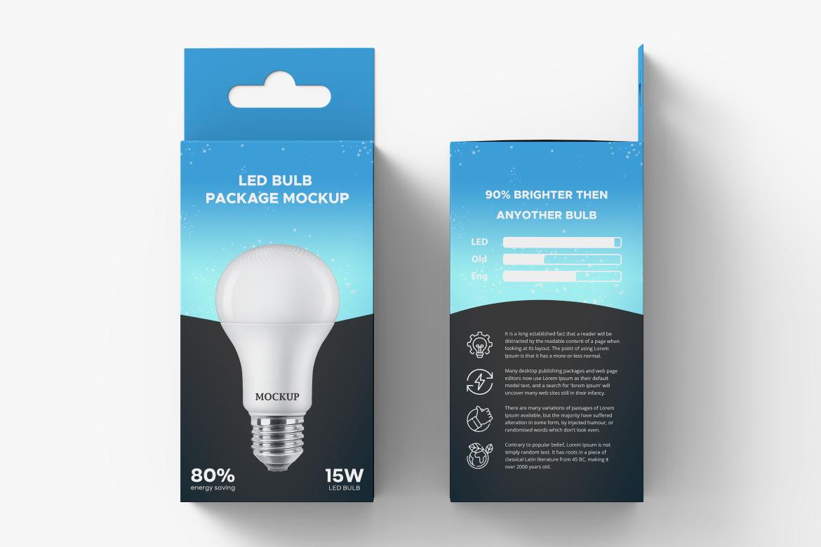 Hanging Bulb Box Package Mockup