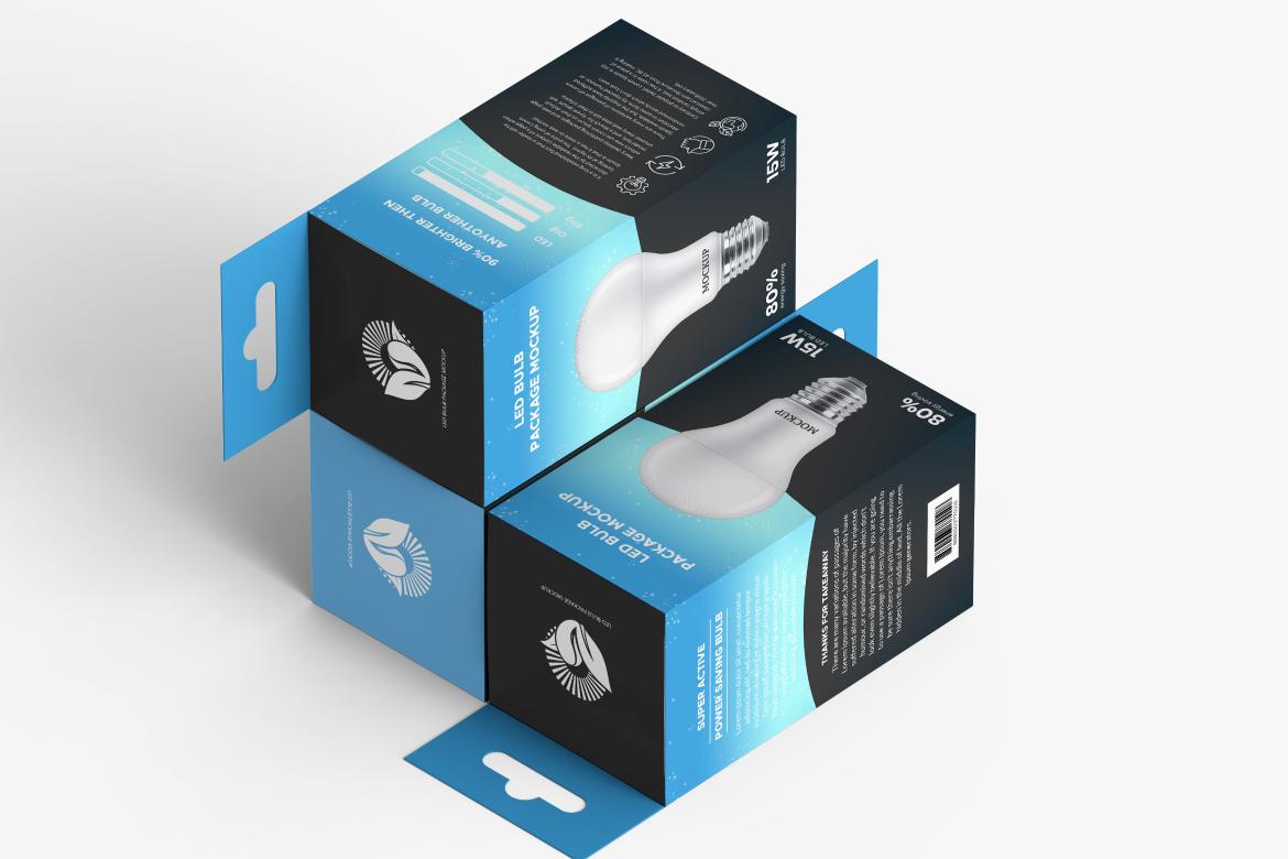 Hanging Bulb Box Package Mockup
