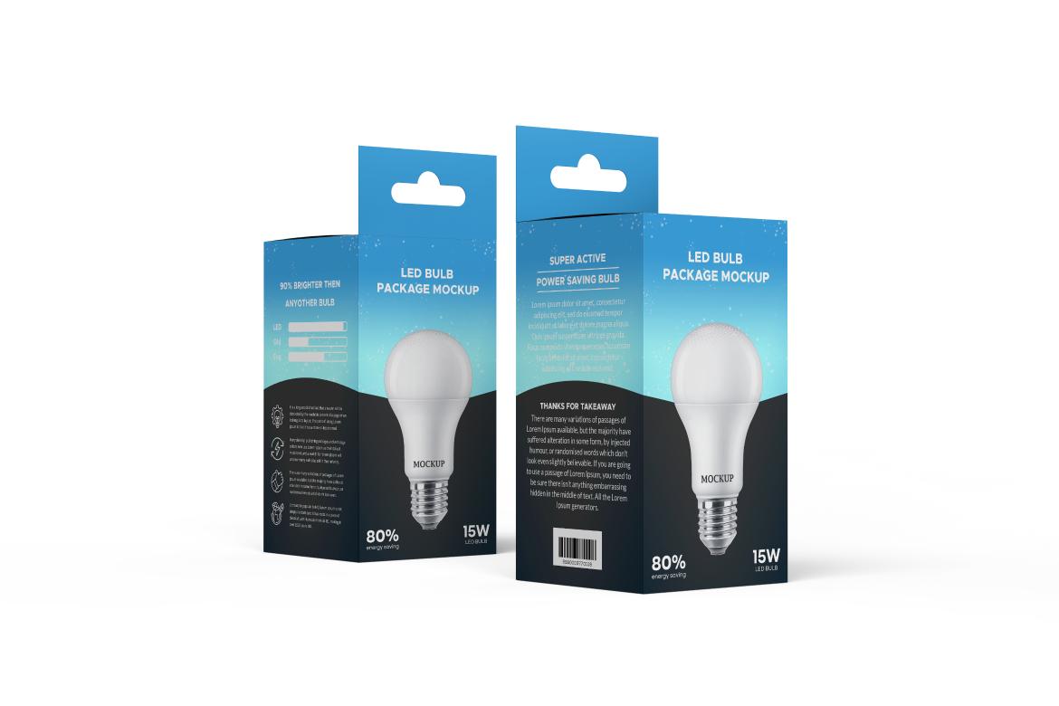 Hanging Bulb Box Package Mockup