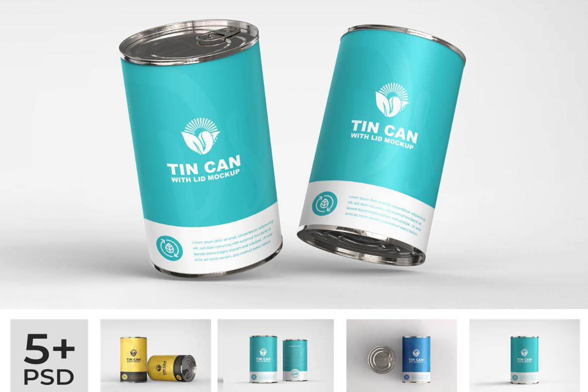 Tin Can with Lines Mockup