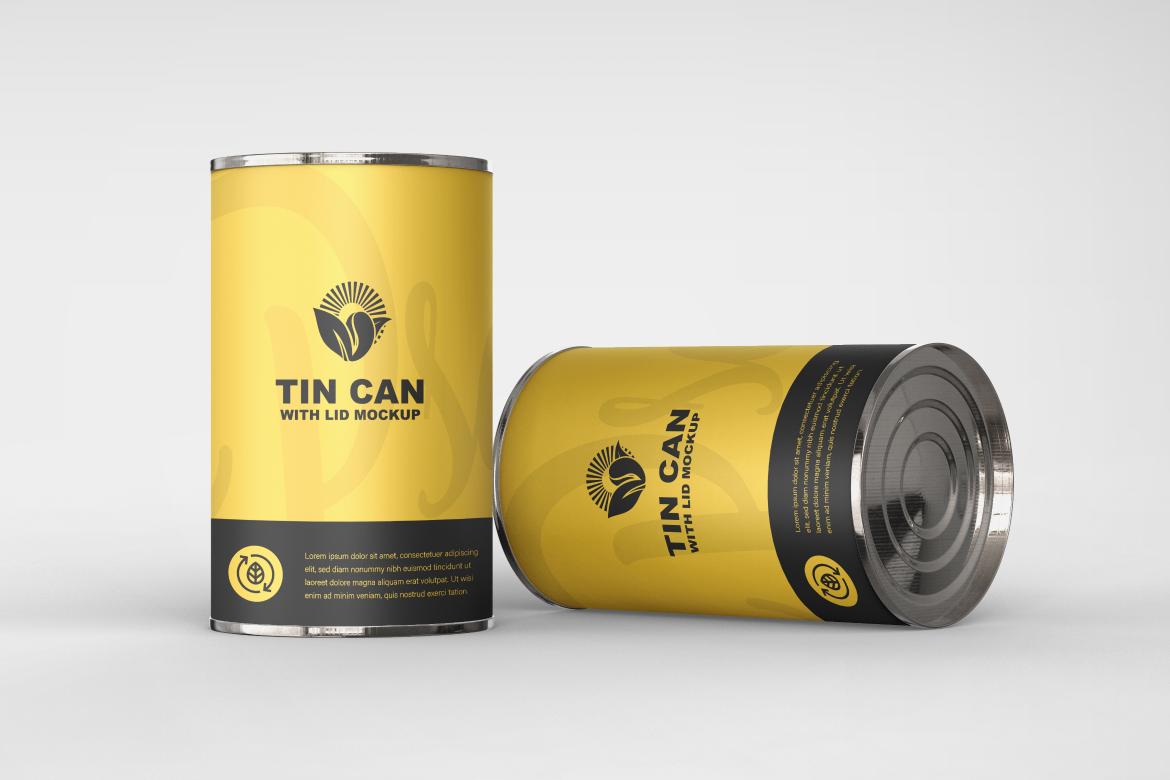 Tin Can with Lines Mockup