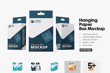 Retail Hanging Paper Box Mockup