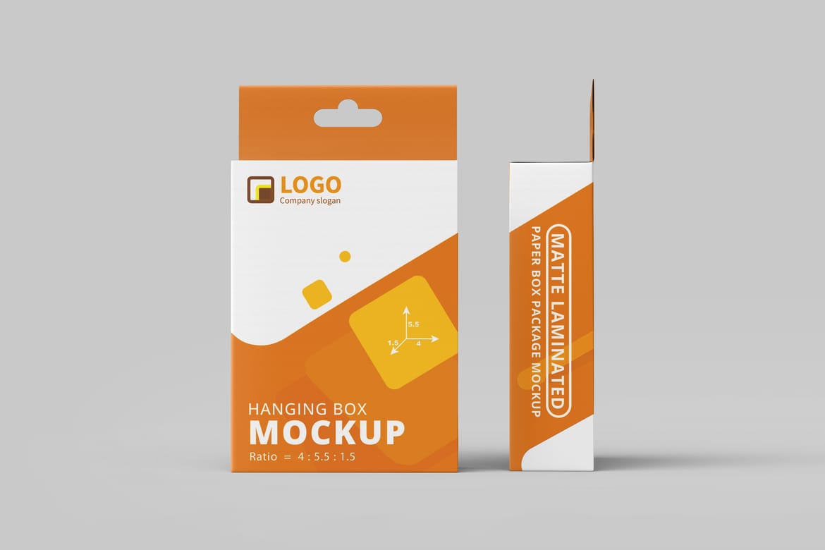 Retail Hanging Paper Box Mockup