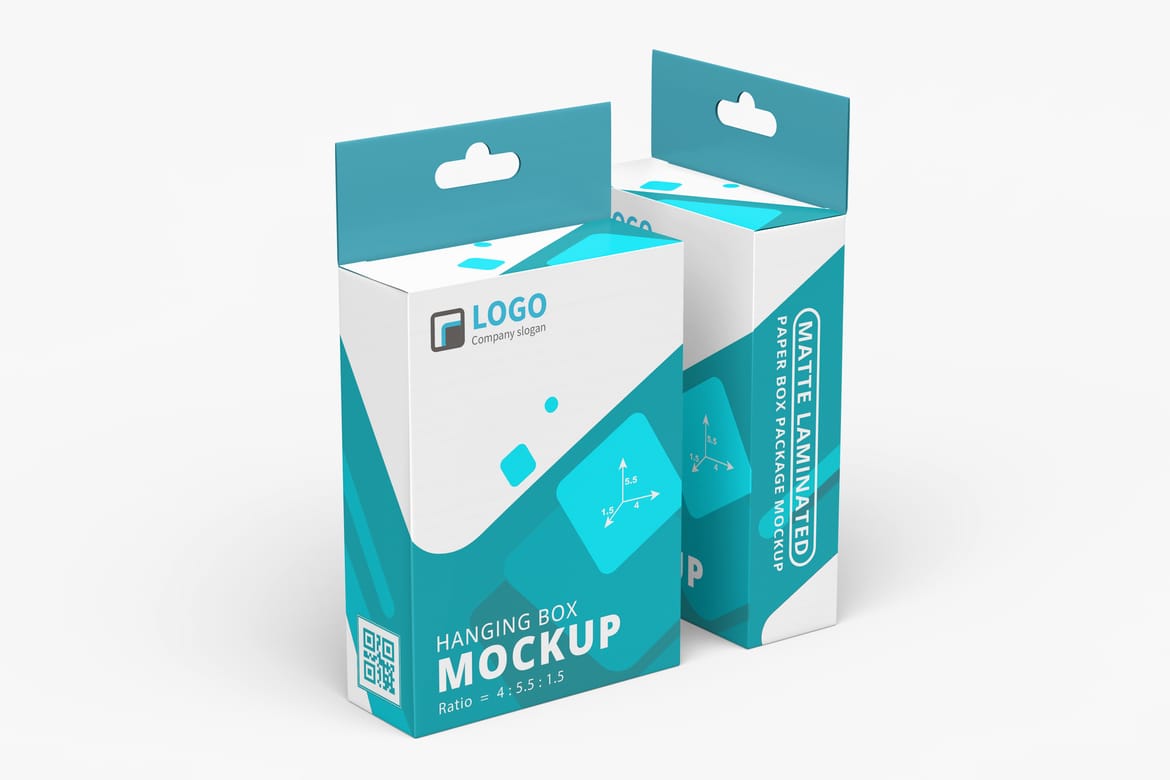 Retail Hanging Paper Box Mockup