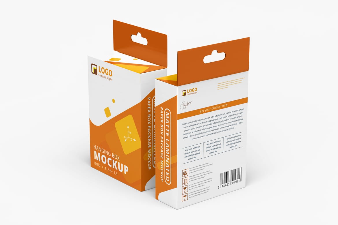 Retail Hanging Paper Box Mockup