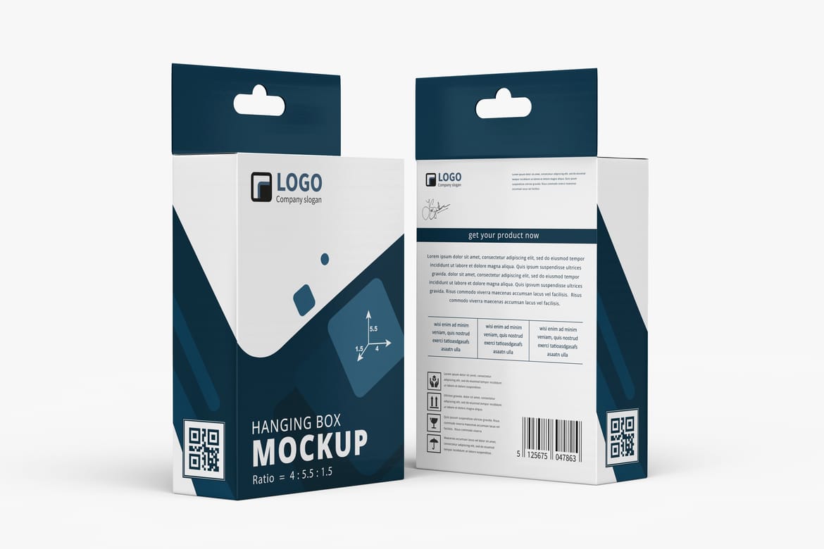 Retail Hanging Paper Box Mockup