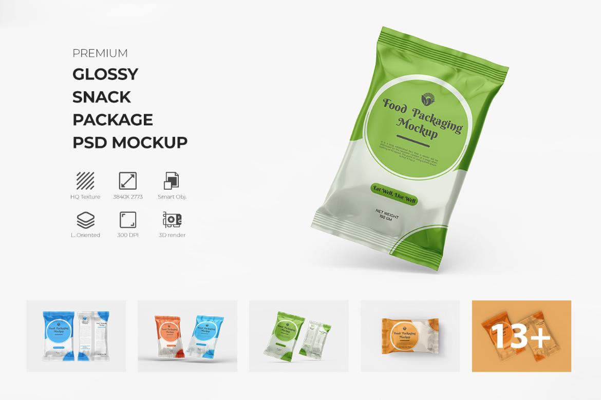Glossy Snack Package Mockup