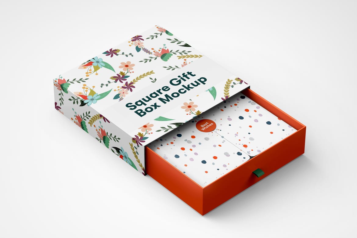 Square Paper Gift Box Mockup