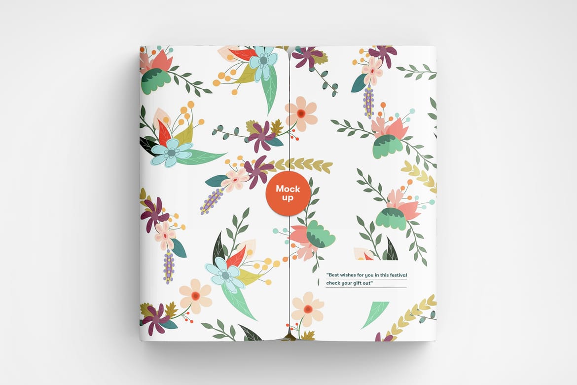 Square Paper Gift Box Mockup