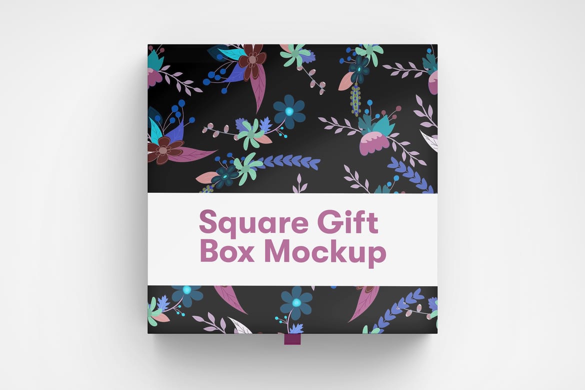 Square Paper Gift Box Mockup
