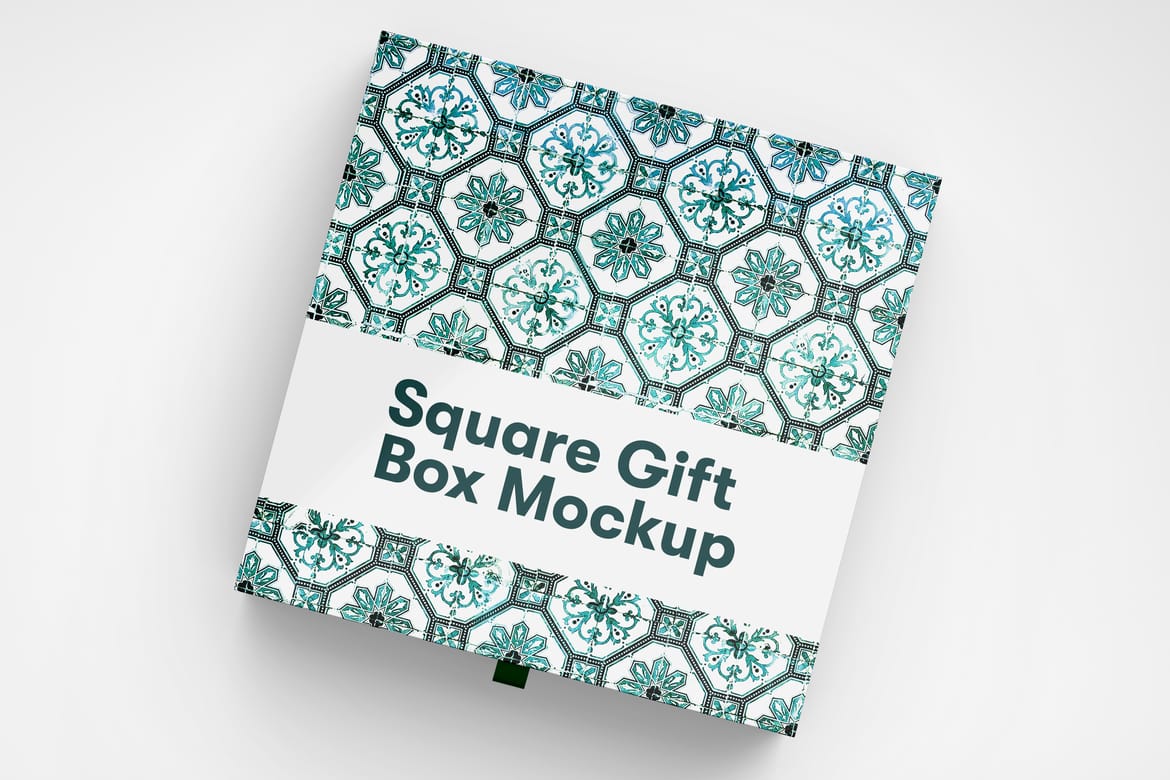 Square Paper Gift Box Mockup