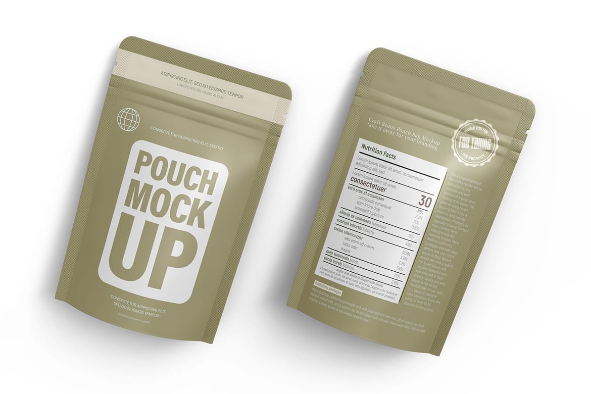 Small Zipper Pouch Packaging Design Mockup