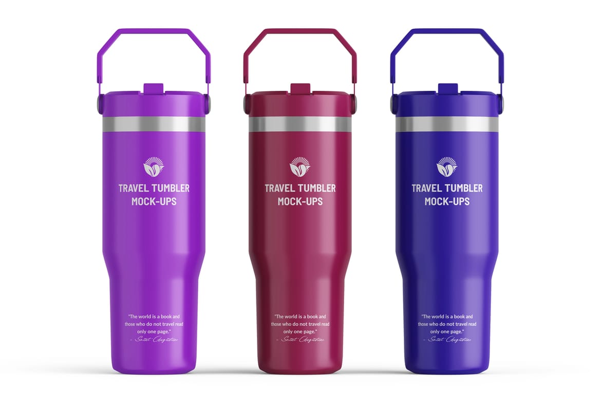 Metallic Travel Tumbler PSD Mockup