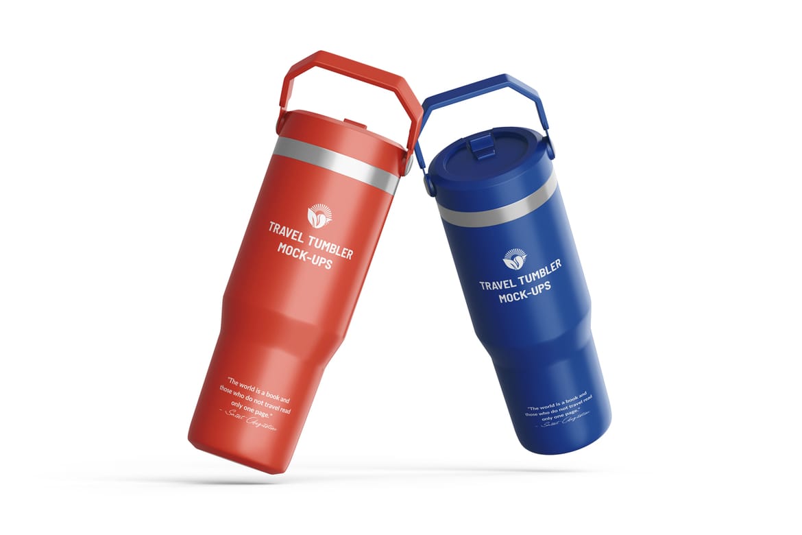 Metallic Travel Tumbler PSD Mockup