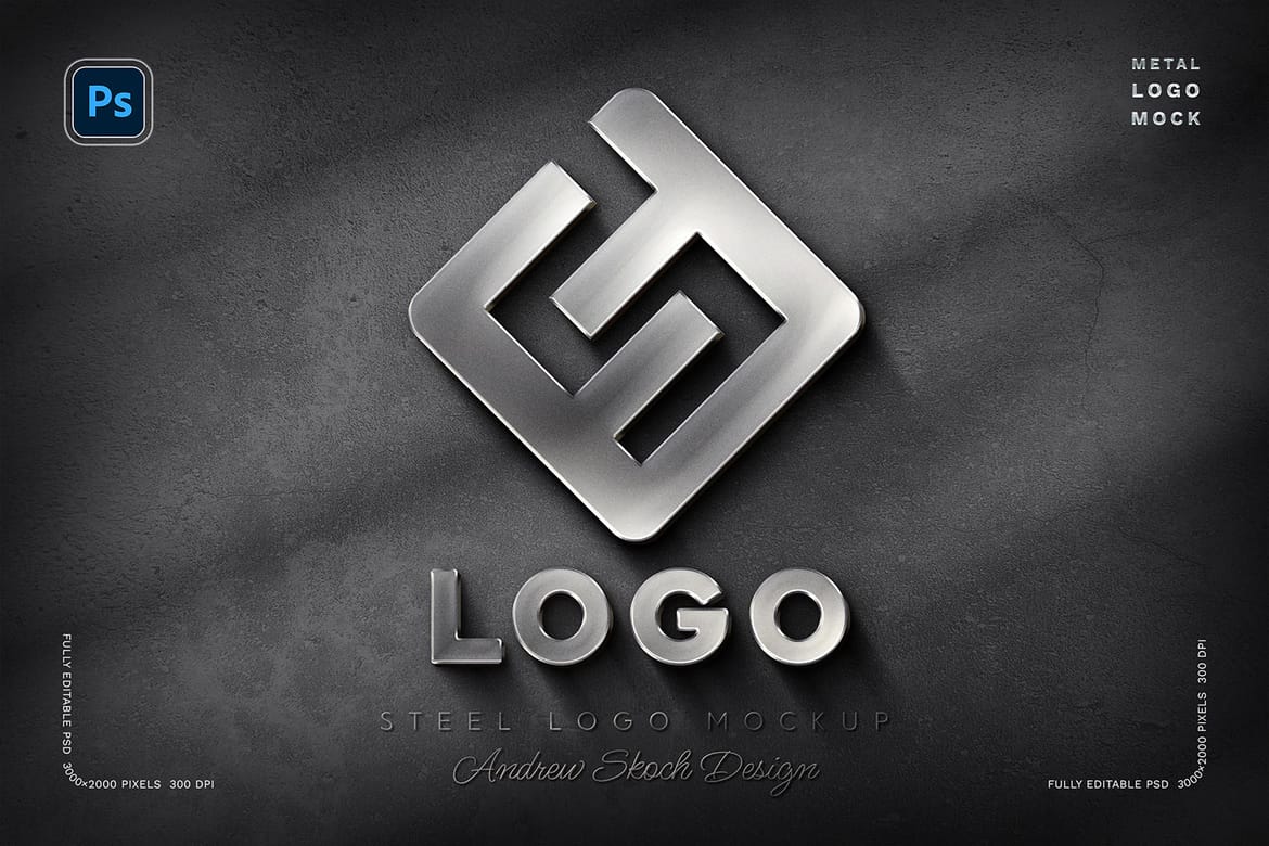 Steel Logo Photoshop Mockup