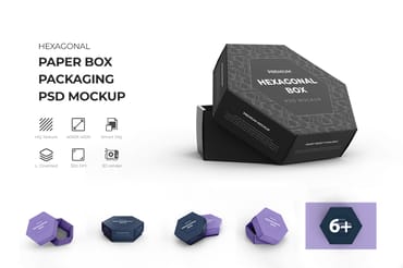 Hexagonal Paper Box Packaging Mockup