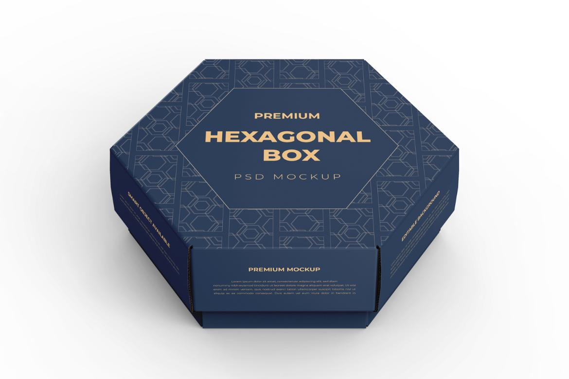 Hexagonal Paper Box Packaging Mockup