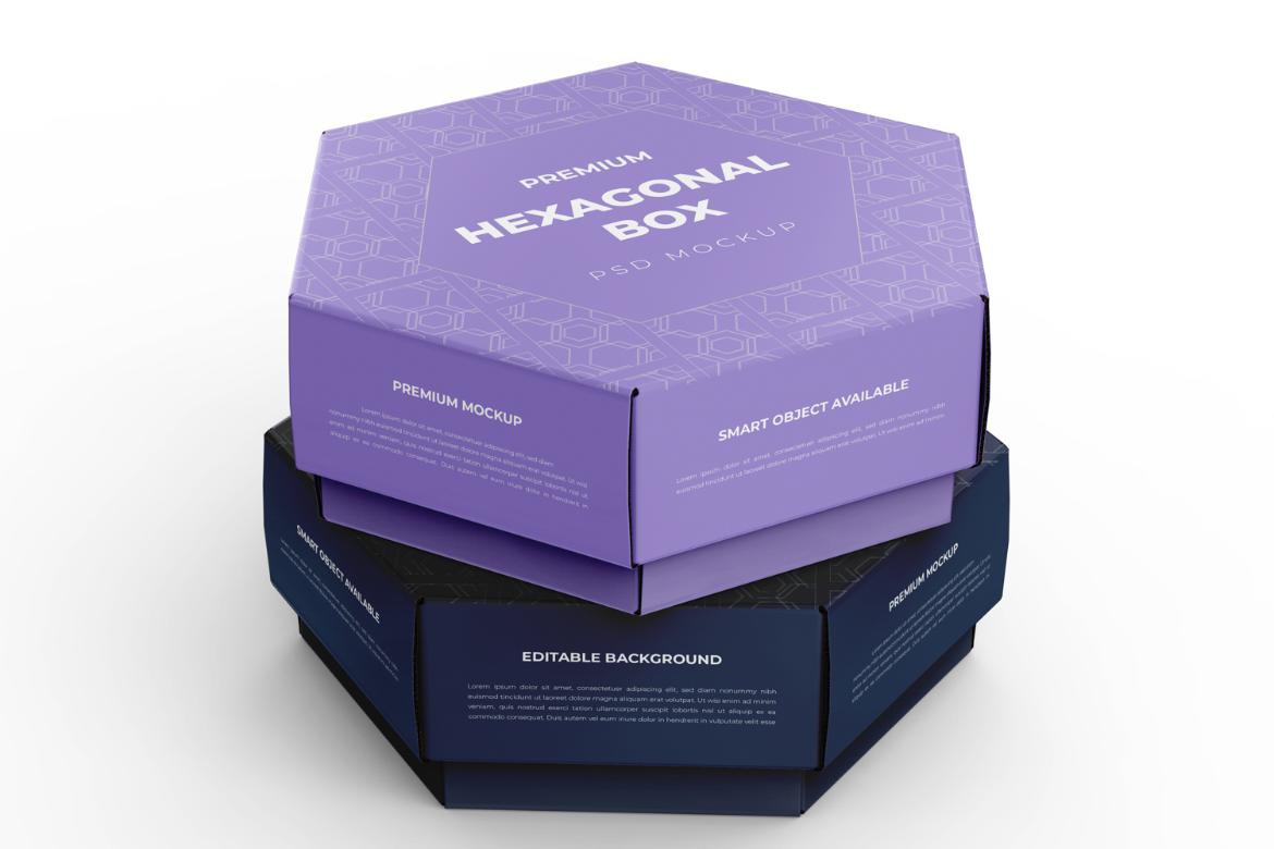 Hexagonal Paper Box Packaging Mockup